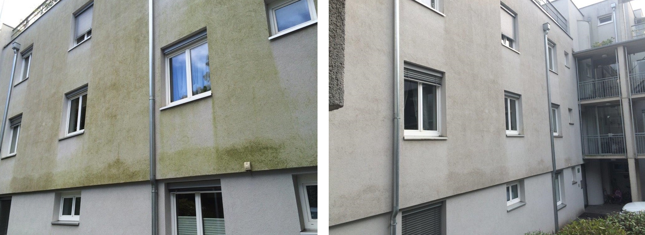 vorher-nachher-Übersicht Fassadenreinigung